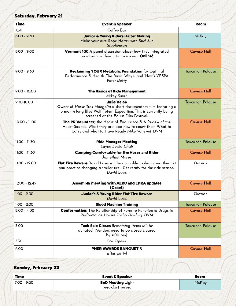 2026 PNER Convention Schedule continued